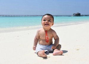 Someone decided the best place to turn 7 months, would be in the Maldives :)